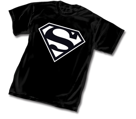 Superman t shirt black hotsell and white